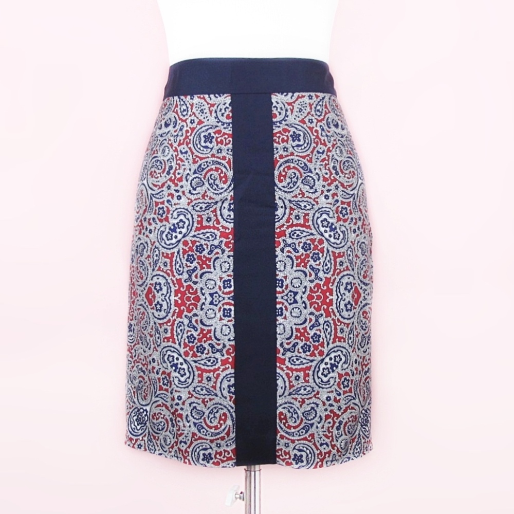 Brooks Brothers Paisley Silk Pencil Skirt